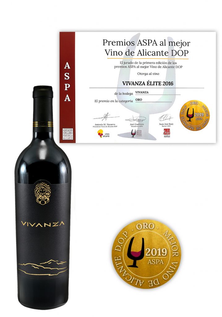 Золотая награда на конкурсе ASPA за лучшие вина Аликанте DOP, 2019 – VIVANZA